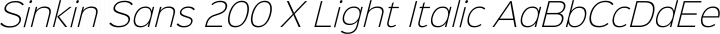 Sinkin Sans 200 X Light Italic free font